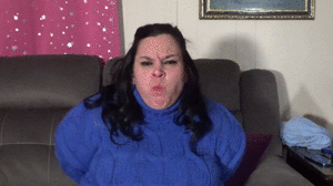 ginaraemichaels.com - Courtney's double pantyhose hooded triple encasement in blue sweater thumbnail